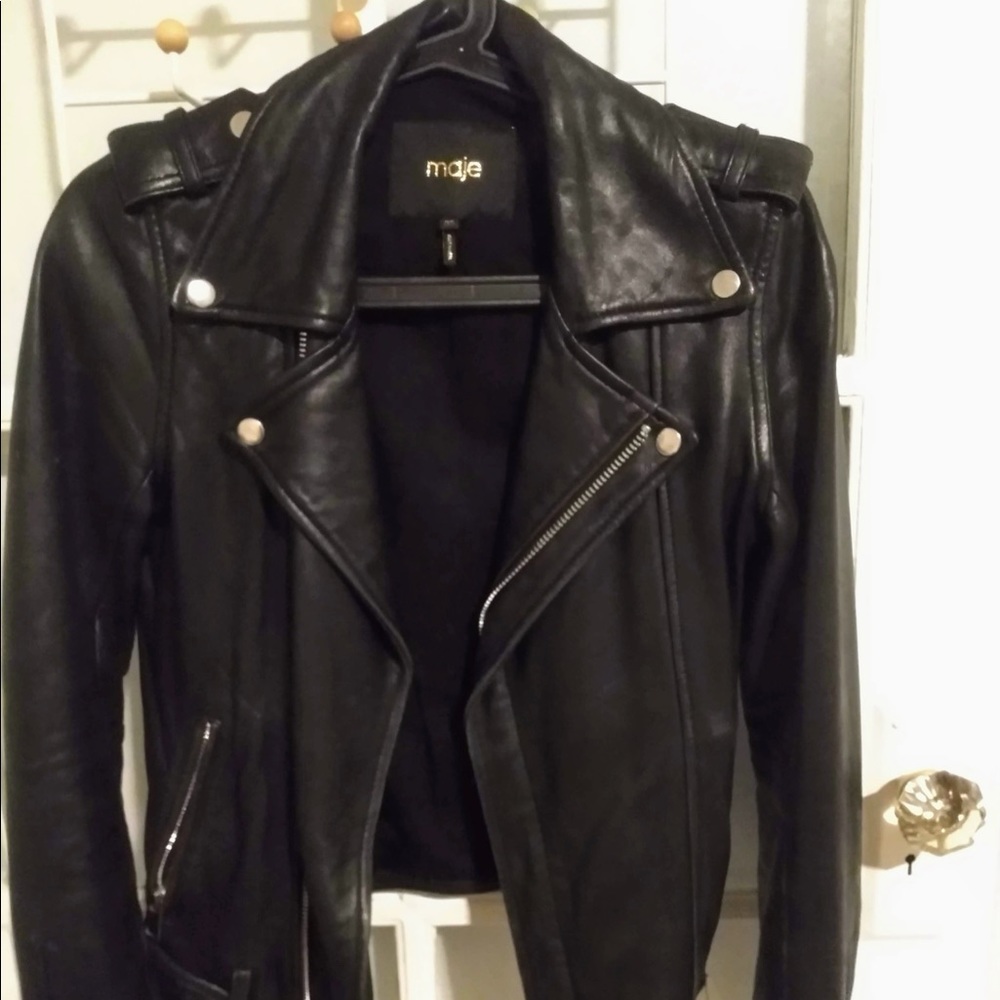 MAJE leather black biker jacket